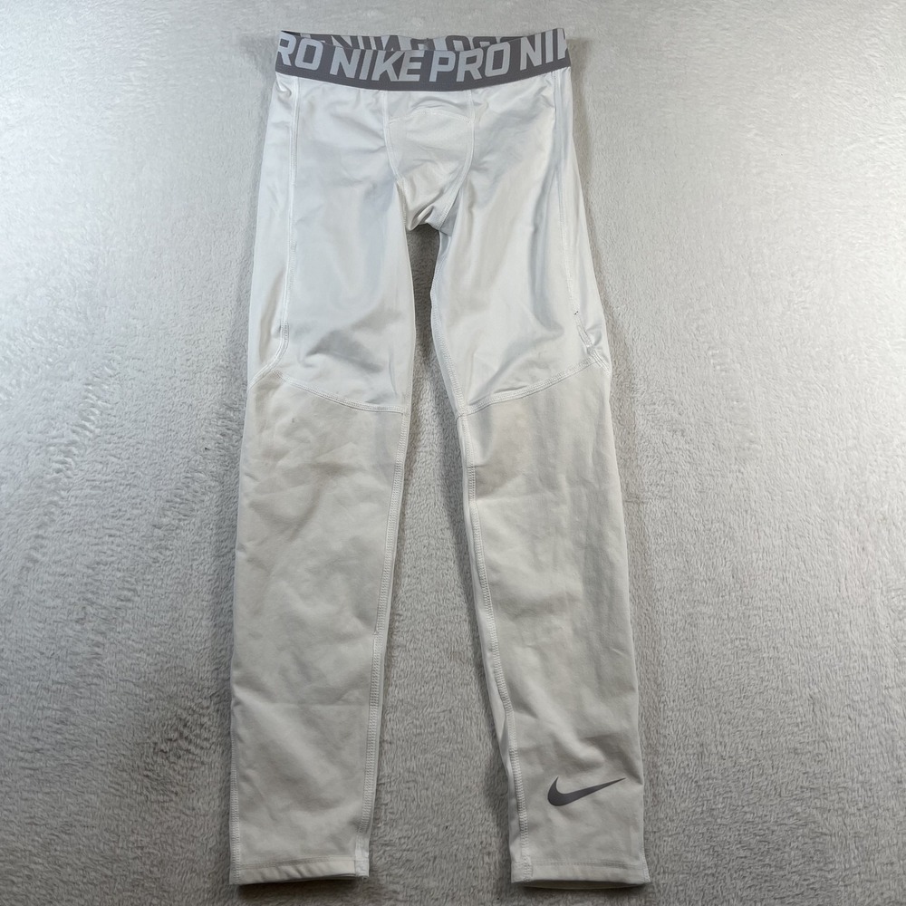 Nike Pro Dri-FIT Leggings Mens Medium White Gray Compression Base Layer Running